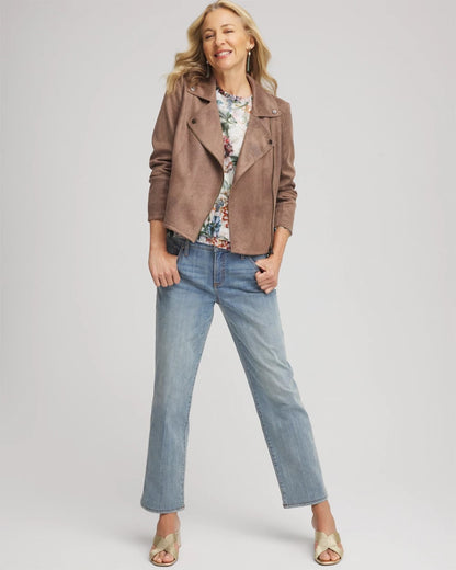Chico's Value - Suede Moto Jacket Dried Mushroom