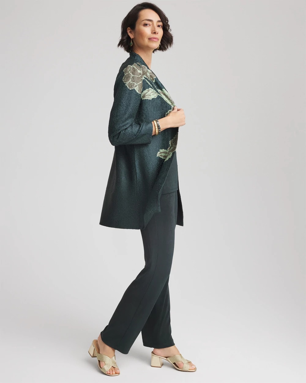 Chico's Recommended - Travelers™ Collection Artisanal Crushed Reversible Jacket Darkest Spruce