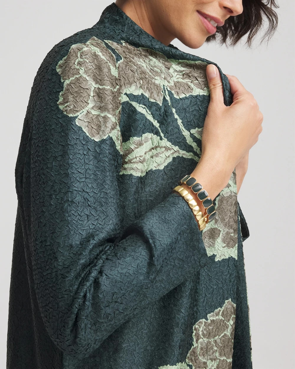 Chico's Recommended - Travelers™ Collection Artisanal Crushed Reversible Jacket Darkest Spruce