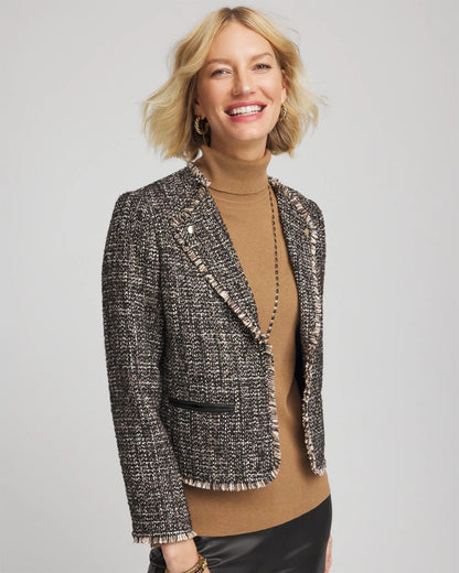 Chico's Classic - Tweed Mix Moto Jacket Black