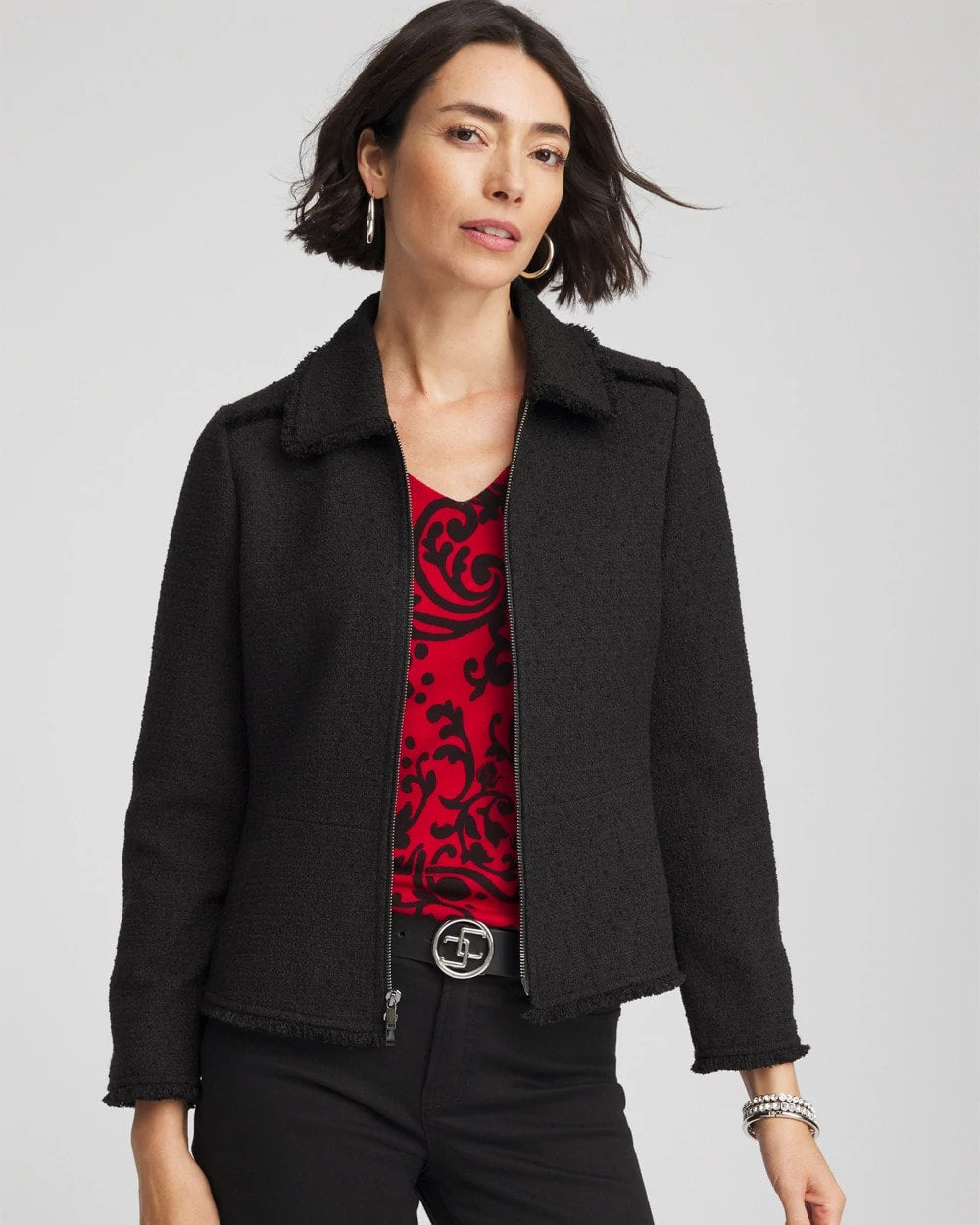 Chico's New - Bouclé Peplum Jacket Black