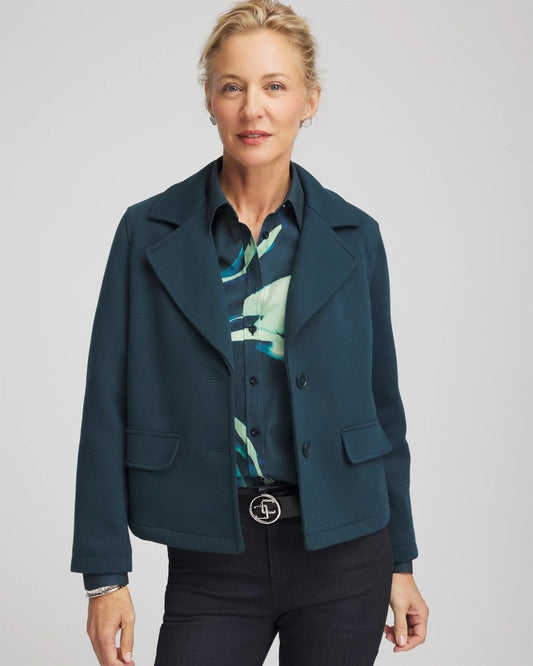 Chico's Top Pick - Plush Knit Blazer Teal Shadow