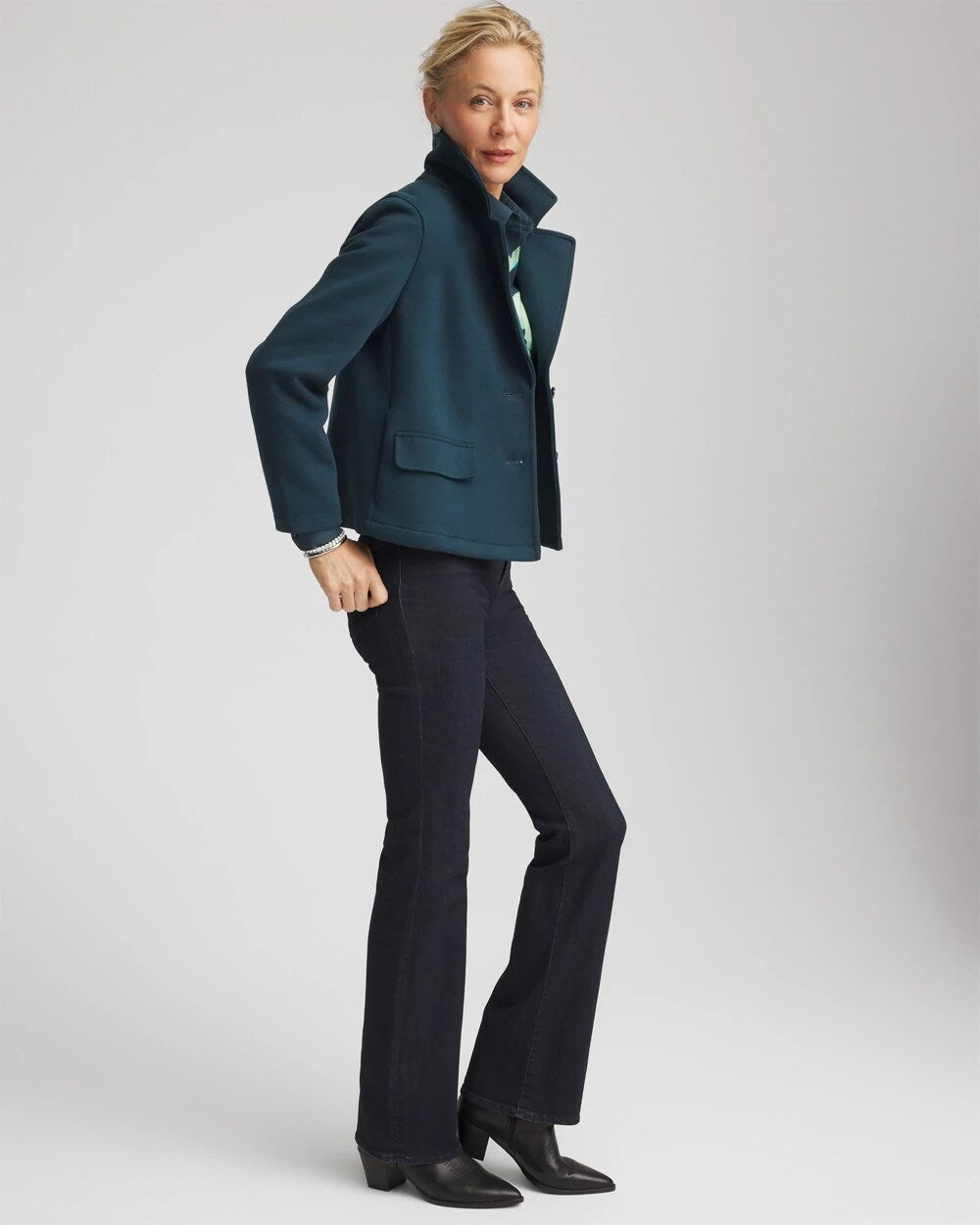 Chico's Top Pick - Plush Knit Blazer Teal Shadow