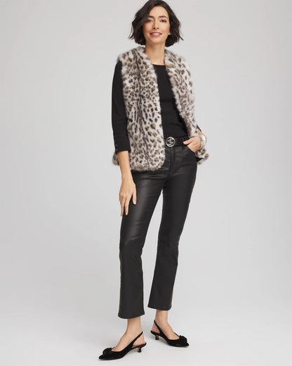 Chico's Special Offer - Snow Leopard Faux Fur Vest Cream