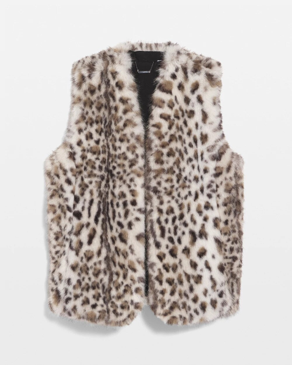 Chico's Special Offer - Snow Leopard Faux Fur Vest Cream