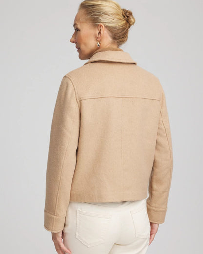 Chico's Value - Embroidered Wool Chore Jacket Light Taupe Heather