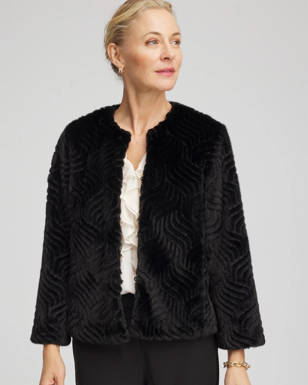 Chico's Special Offer - Pattern Fur Jacket Black