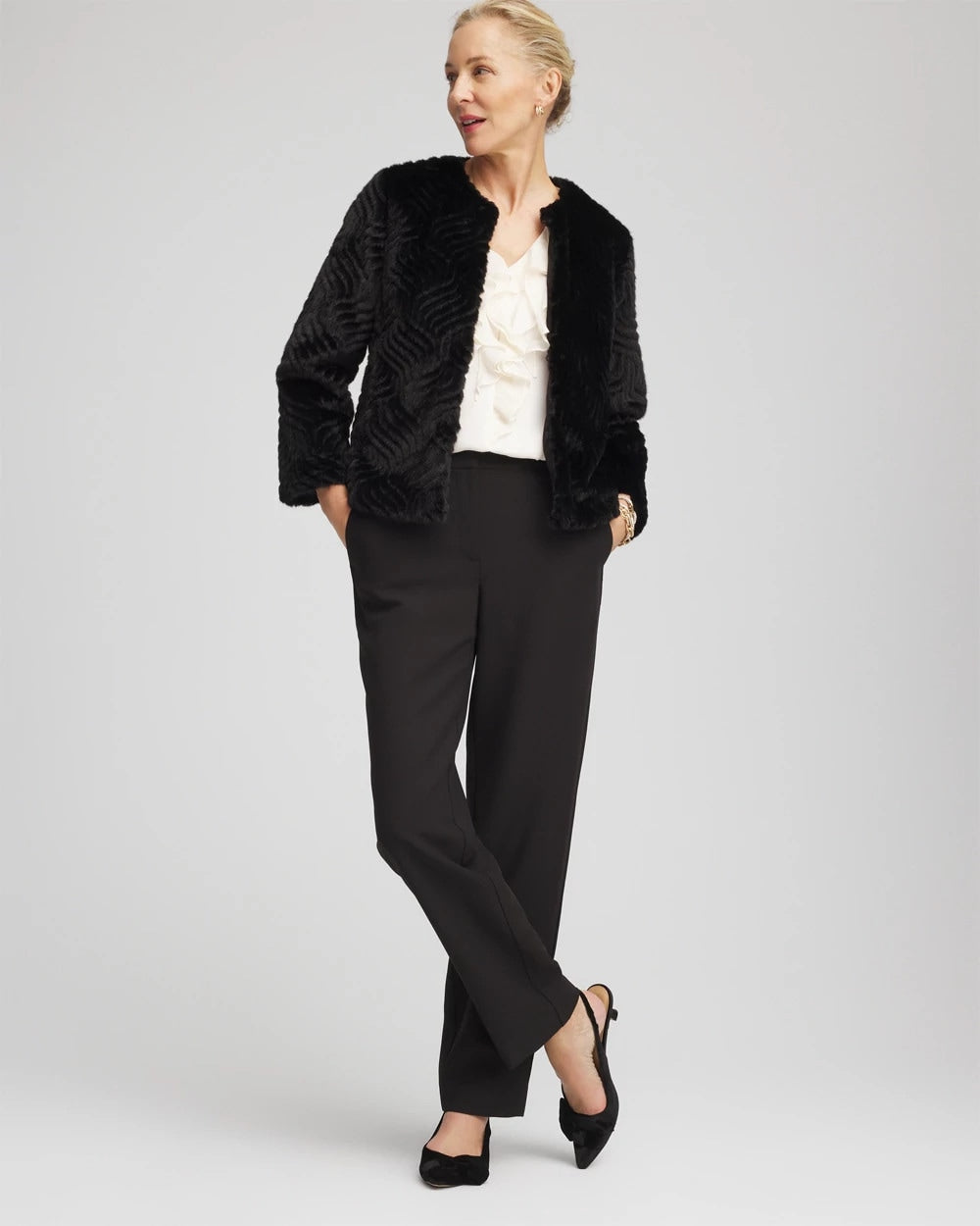 Chico's Special Offer - Pattern Fur Jacket Black