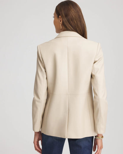 Chico's Recommended - Faux Leather Blazer Ivory Wheat