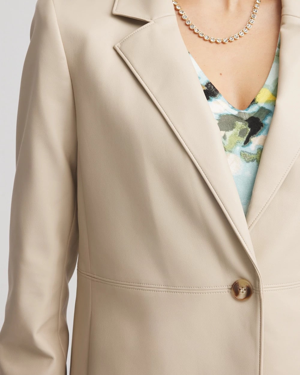 Chico's Recommended - Faux Leather Blazer Ivory Wheat