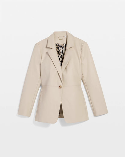 Chico's Recommended - Faux Leather Blazer Ivory Wheat