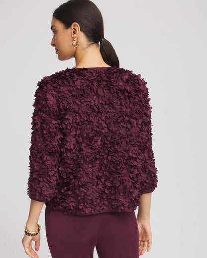 Chico's Customer Favorite - Travelers™ Collection Textured Rosette Jacket Blackened Burgundy
