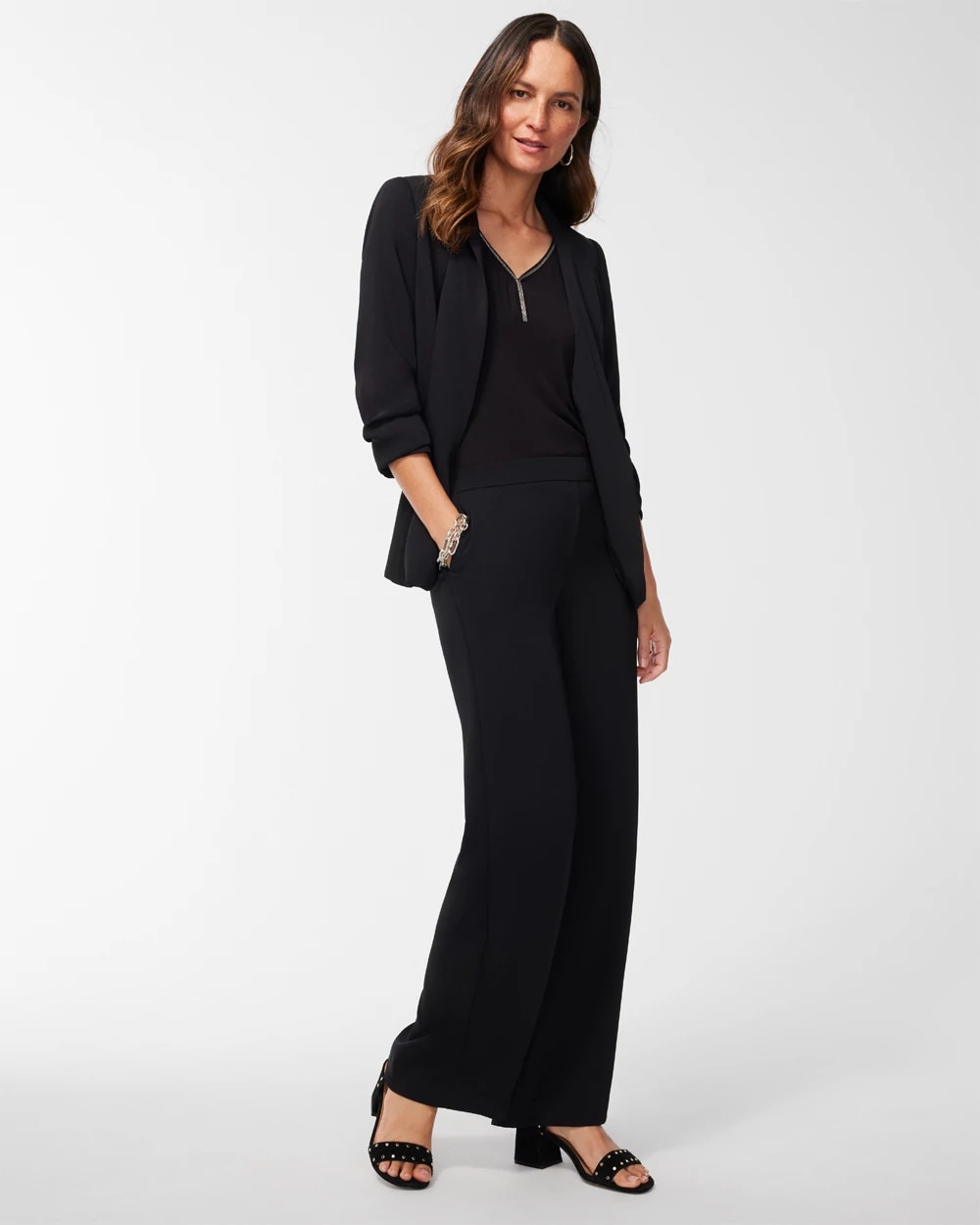 Chico's Exclusive - Ruched Sleeve Blazer Black