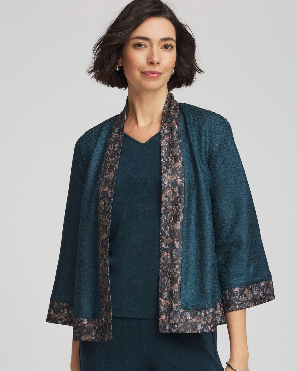 Chico's Deals - Travelers™ Collection Crystal Crushed Reversible Jacket Teal Shadow