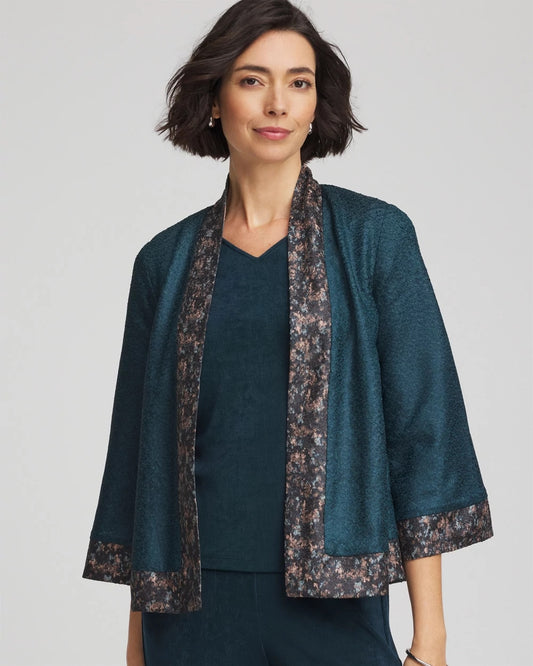 Chico's Deals - Travelers™ Collection Crystal Crushed Reversible Jacket Teal Shadow