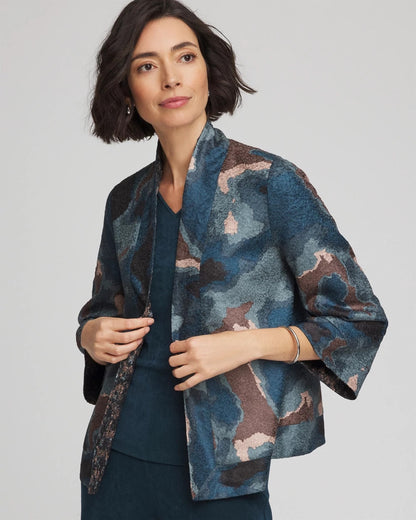 Chico's Deals - Travelers™ Collection Crystal Crushed Reversible Jacket Teal Shadow