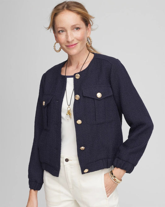 Chico's Trusted - Tweed Lady Jacket Midnight Waters