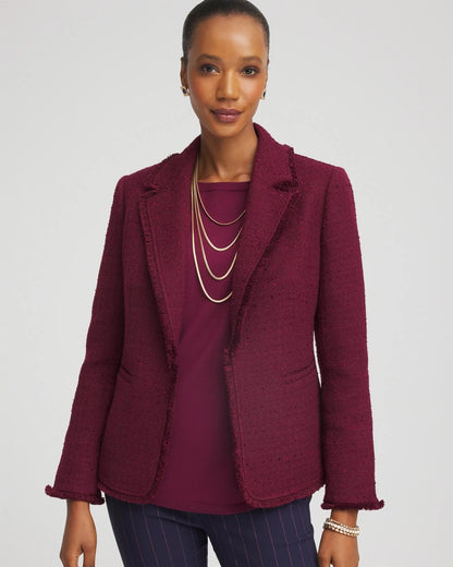 Chico's Smart Buy - Tweed Fringe Blazer Deep Chianti