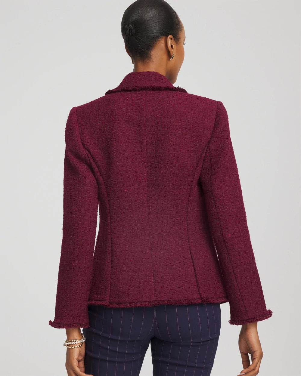 Chico's Smart Buy - Tweed Fringe Blazer Deep Chianti