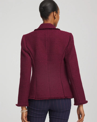 Chico's Smart Buy - Tweed Fringe Blazer Deep Chianti