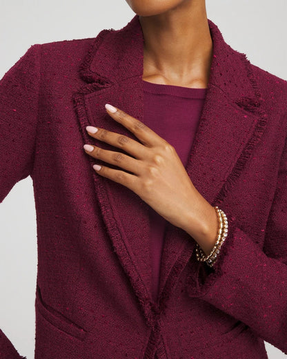 Chico's Smart Buy - Tweed Fringe Blazer Deep Chianti