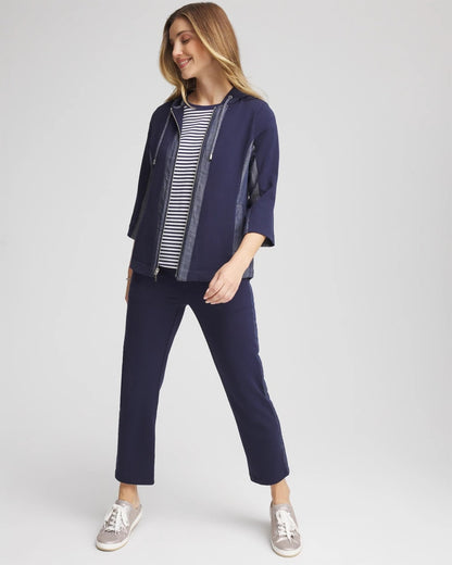 Chico's Special Offer - Zenergy® French Terry & Chambray Jacket Passport Blue