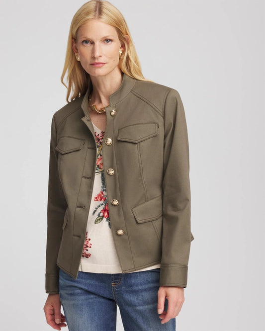 Chico's Trending - Peplum Field Jacket Nettle Leaf