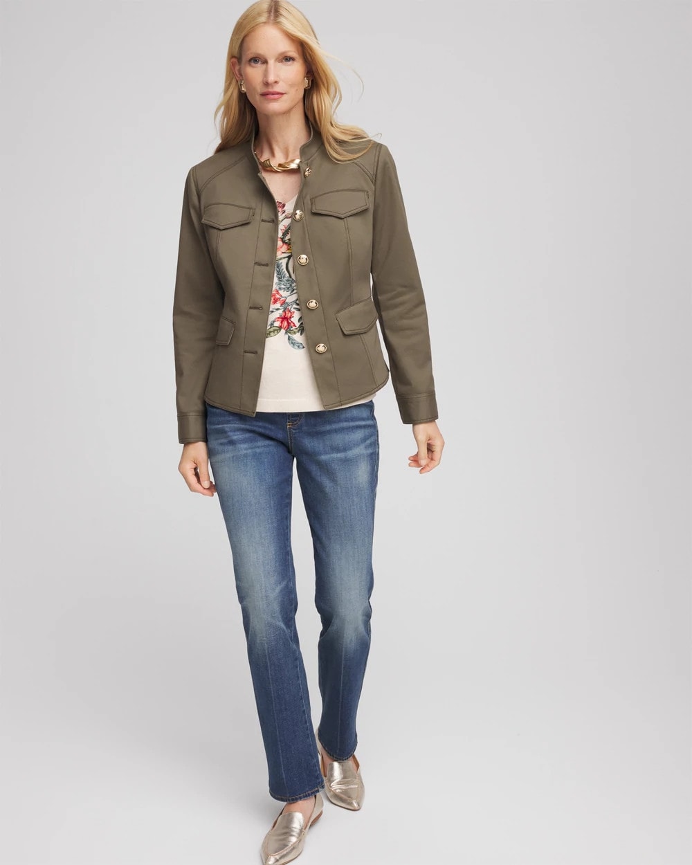 Chico's Trending - Peplum Field Jacket Nettle Leaf