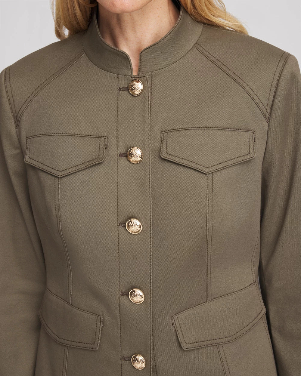 Chico's Trending - Peplum Field Jacket Nettle Leaf
