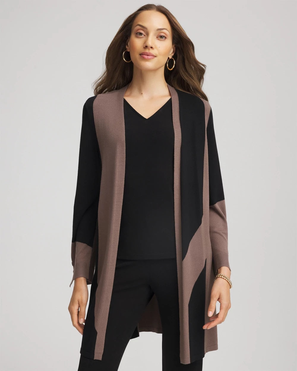 Chico's Deals - Travelers™ Collection Colorblock Cardigan Deep Taupe