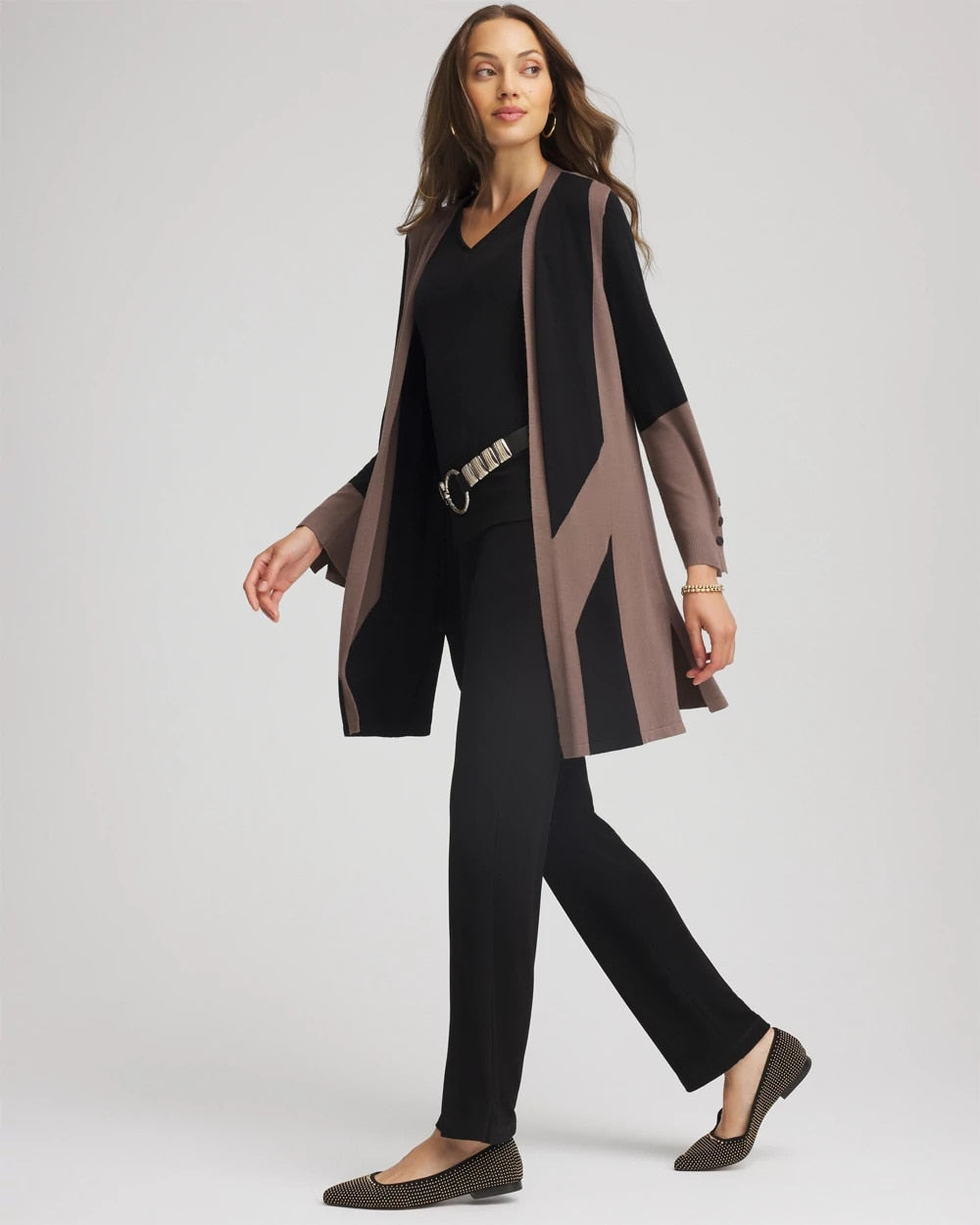 Chico's Deals - Travelers™ Collection Colorblock Cardigan Deep Taupe