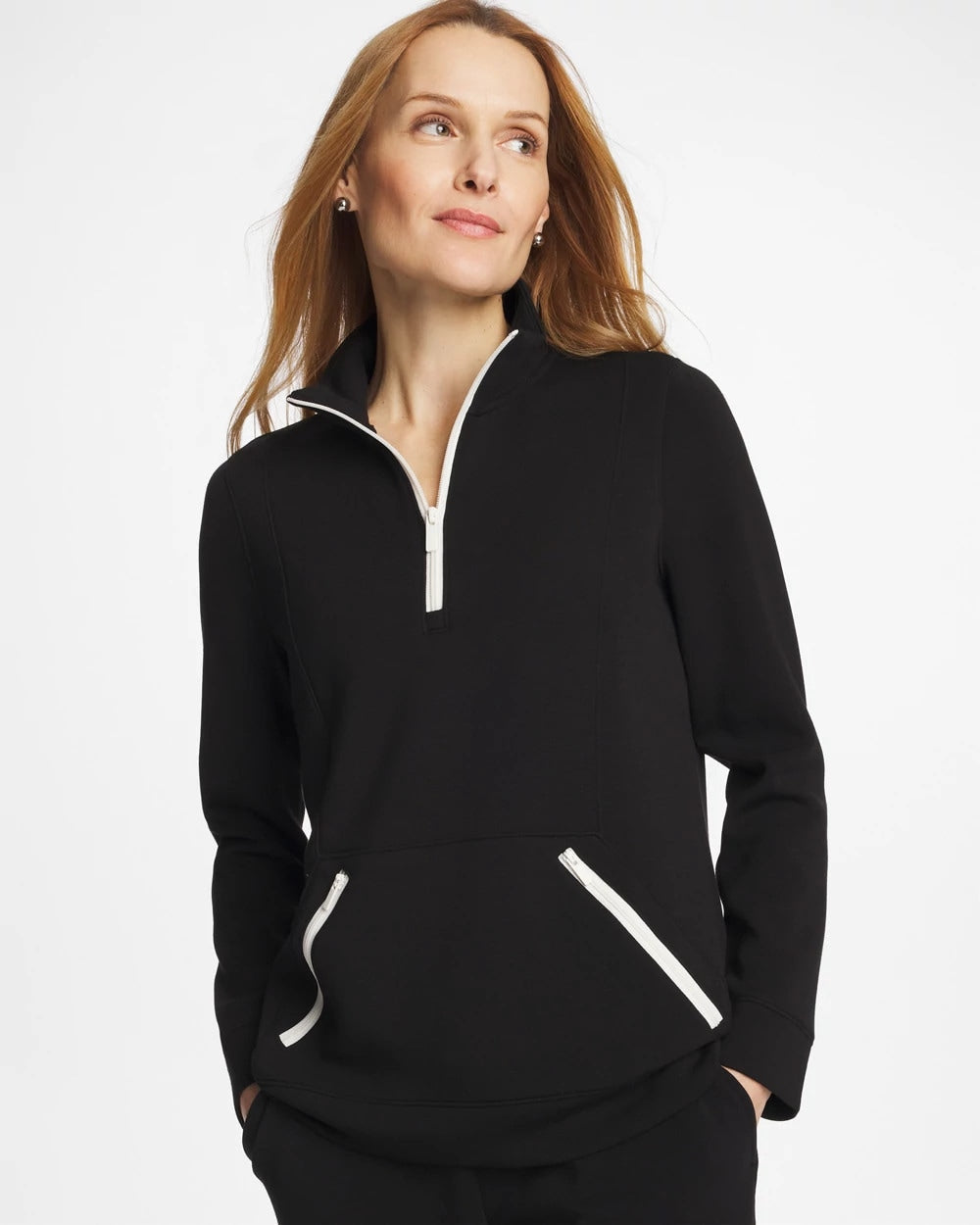 Chico's Premium - Zenergy® Soft Contrast Half Zip Pullover Black