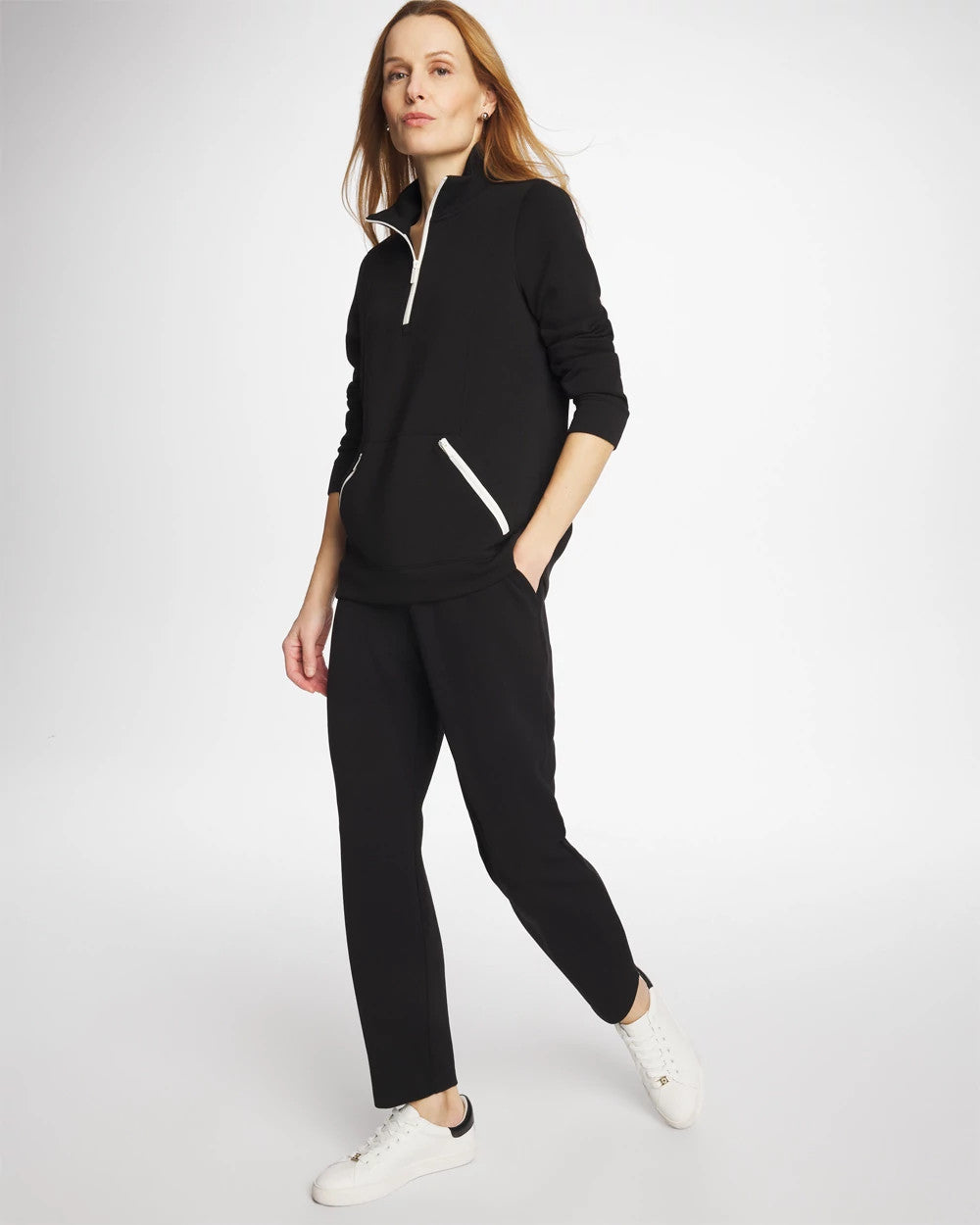 Chico's Premium - Zenergy® Soft Contrast Half Zip Pullover Black