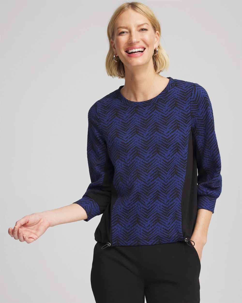 Chico's Sale - Zenergy® Jacquard Bungee Top Dark Harbor