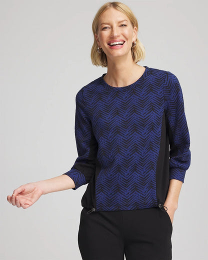 Chico's Sale - Zenergy® Jacquard Bungee Top Dark Harbor