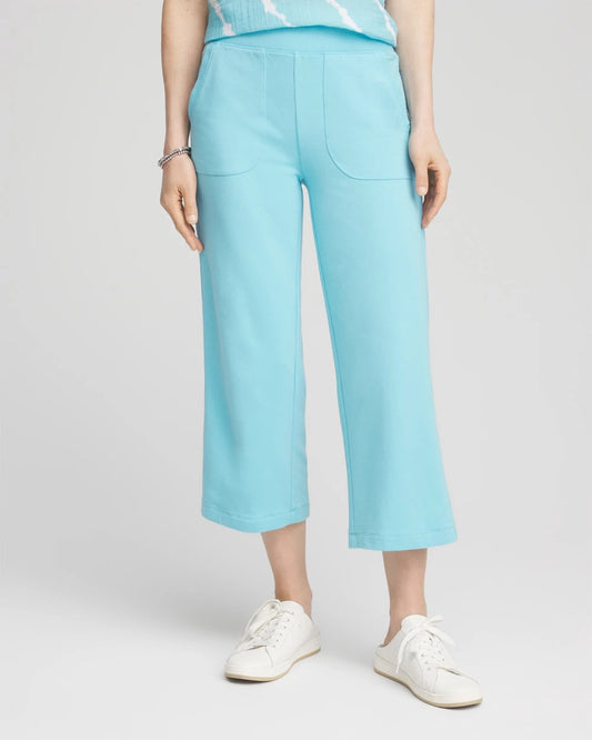 Chico's Value - Zenergy® French Terry Gauze-Inset Cropped Pants Paradiso Blue