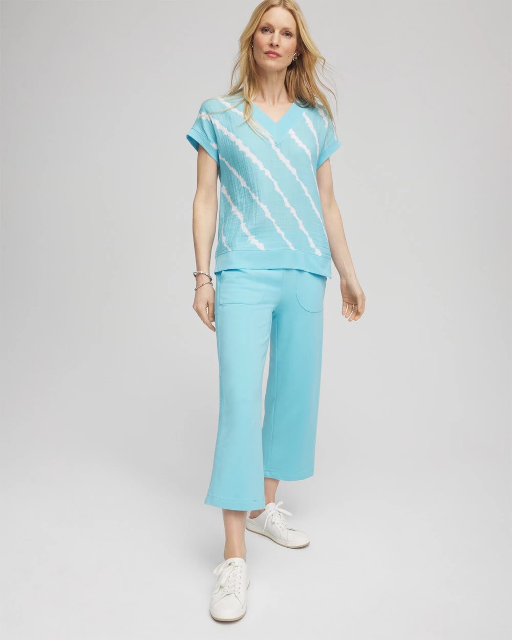Chico's Value - Zenergy® French Terry Gauze-Inset Cropped Pants Paradiso Blue
