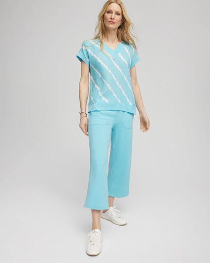 Chico's Value - Zenergy® French Terry Gauze-Inset Cropped Pants Paradiso Blue