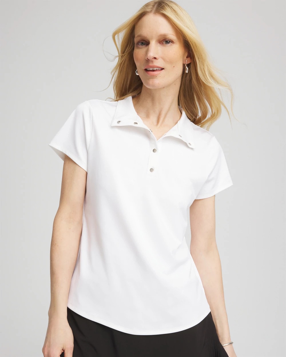 Chico's Trusted - Zenergy® UPF Mockneck Short-Sleeve Top Alabaster