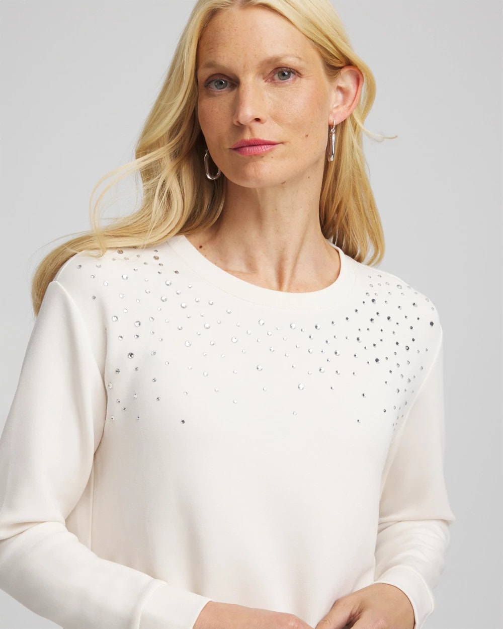 Chico's Smart Buy - Zenergy® Rhinestone Pullover Top English Cream