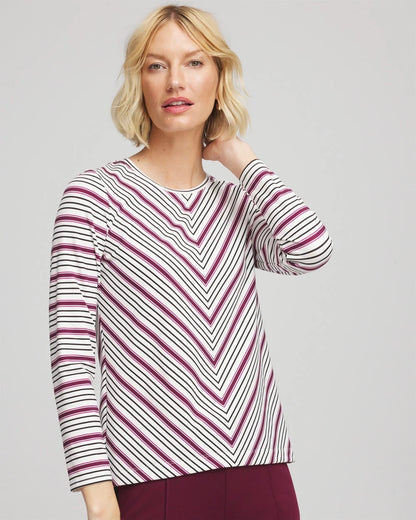 Chico's Special Offer - Zenergy® Soft Brushed Striped Top Deep Chianti
