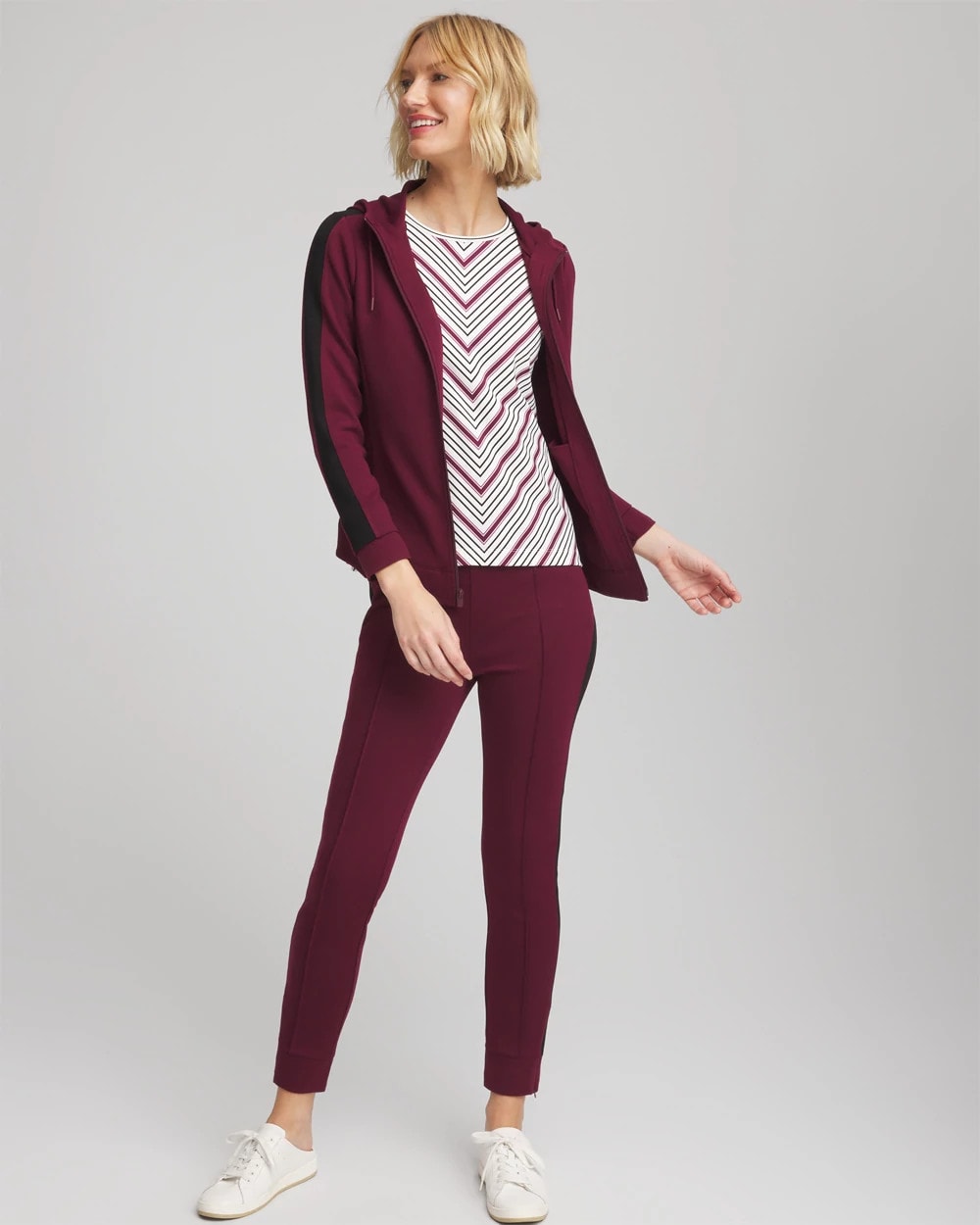 Chico's Special Offer - Zenergy® Soft Brushed Striped Top Deep Chianti