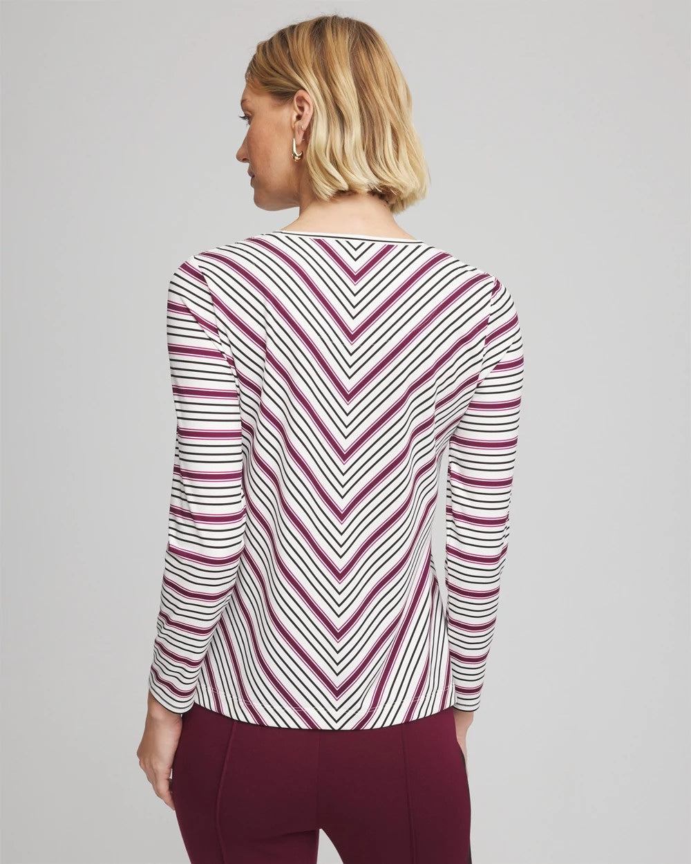 Chico's Special Offer - Zenergy® Soft Brushed Striped Top Deep Chianti