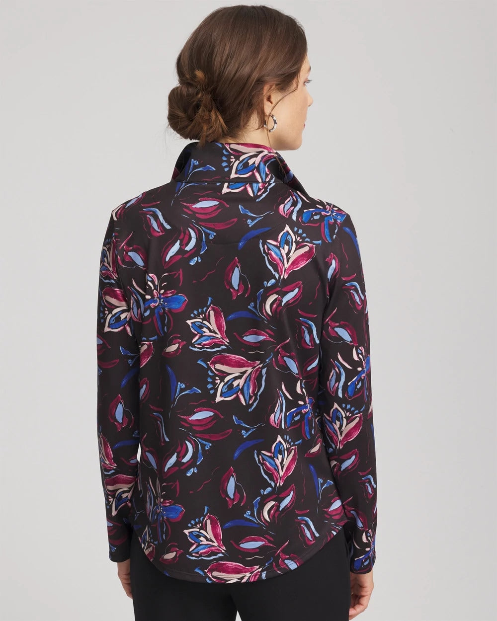 Chico's Featured - Zenergy® UPF Floral Half-Zip Pullover Top Deep Chianti