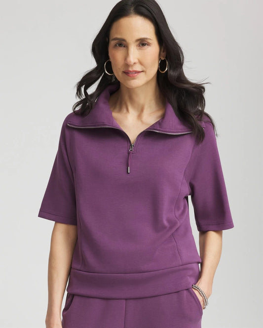 Chico's Hot Sale - Zenergy® Soft Half-Zip Top Washed Grape