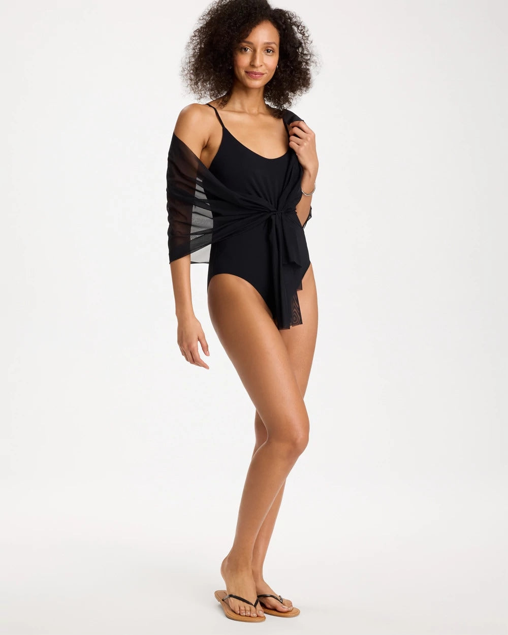 Chico's Smart Buy - Gottex Yuri Flower Mesh One Piece Swimsuit Black