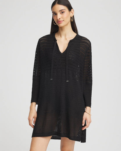 Chico's Trusted - Chico's Tie-Front Beach Swimsuit Cover-Up Black