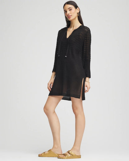 Chico's Trusted - Chico's Tie-Front Beach Swimsuit Cover-Up Black