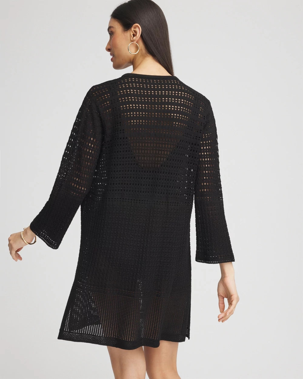Chico's Trusted - Chico's Tie-Front Beach Swimsuit Cover-Up Black