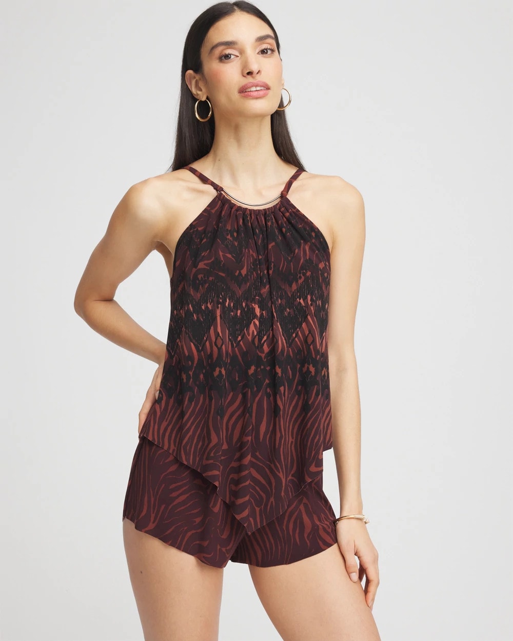 Chico's Discount - Magicsuit® Goldie Zabra Romper Multi Brown